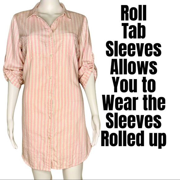 Victoria's Secret Pink and White Button Down Nightshirt Size Medium - Picture 2 of 7